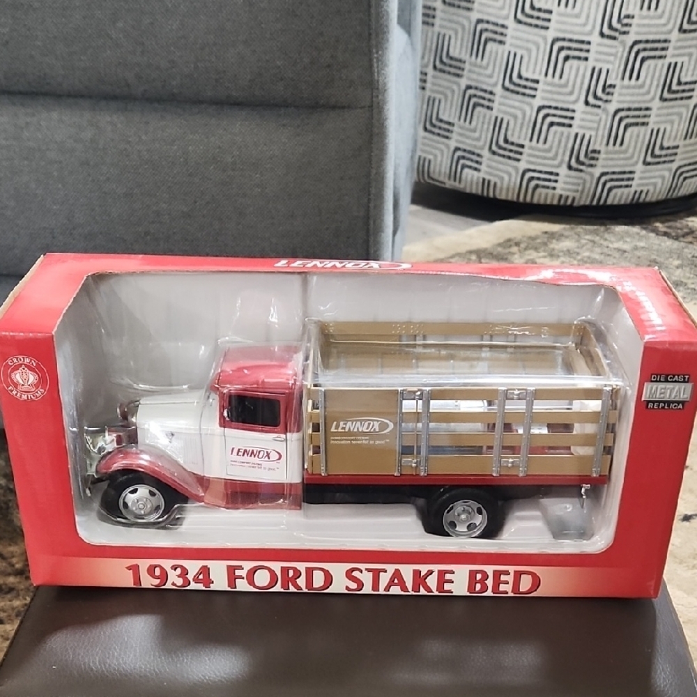 Lenox Red 1934 Ford Stake Bed Model Collectible.